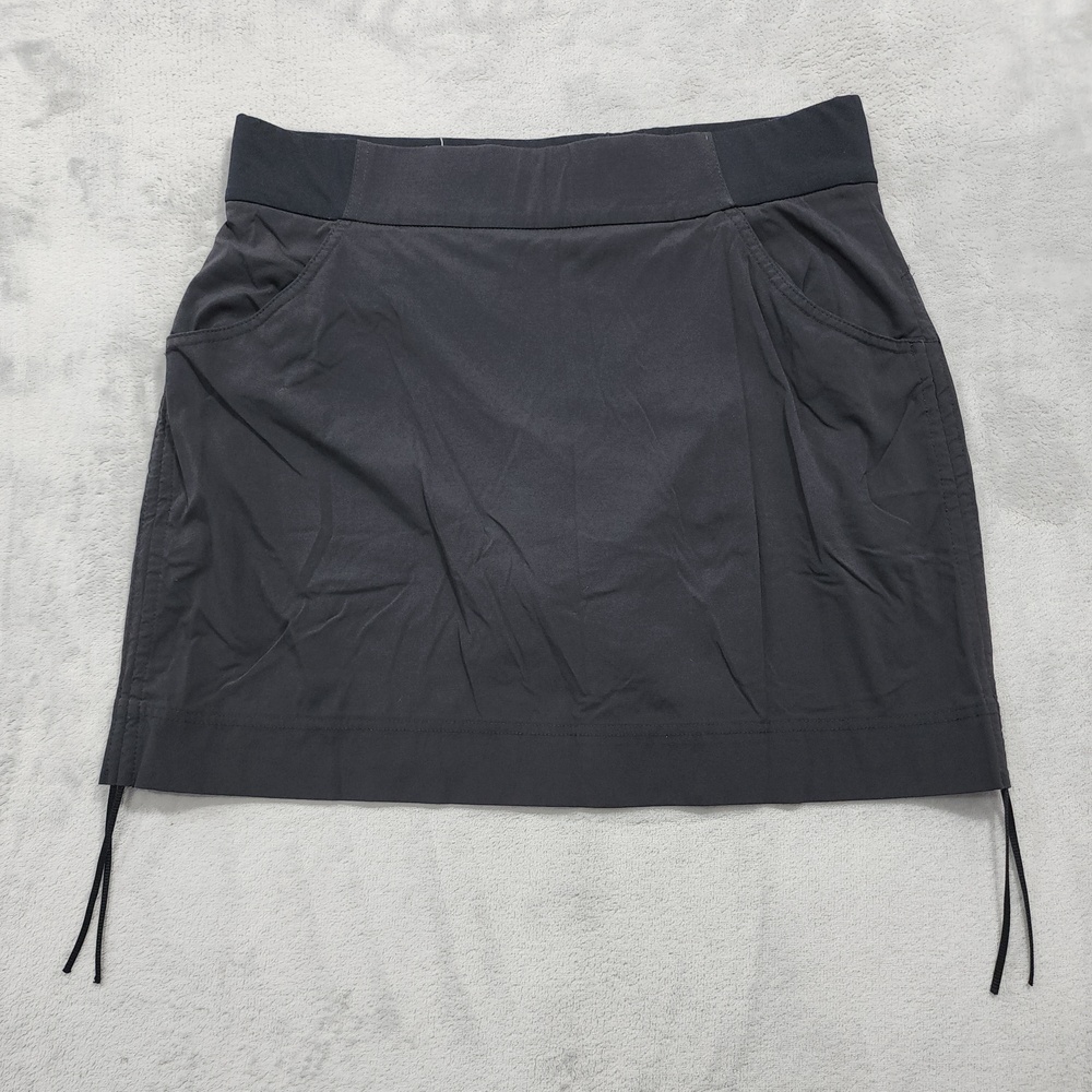 Columbia Skort Womens L Black Omni-Shield Ruched Lined Hiking Stretch Athletic